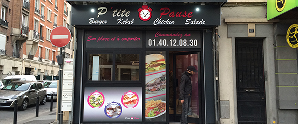 habillage vitrines microperfor pour restaurants